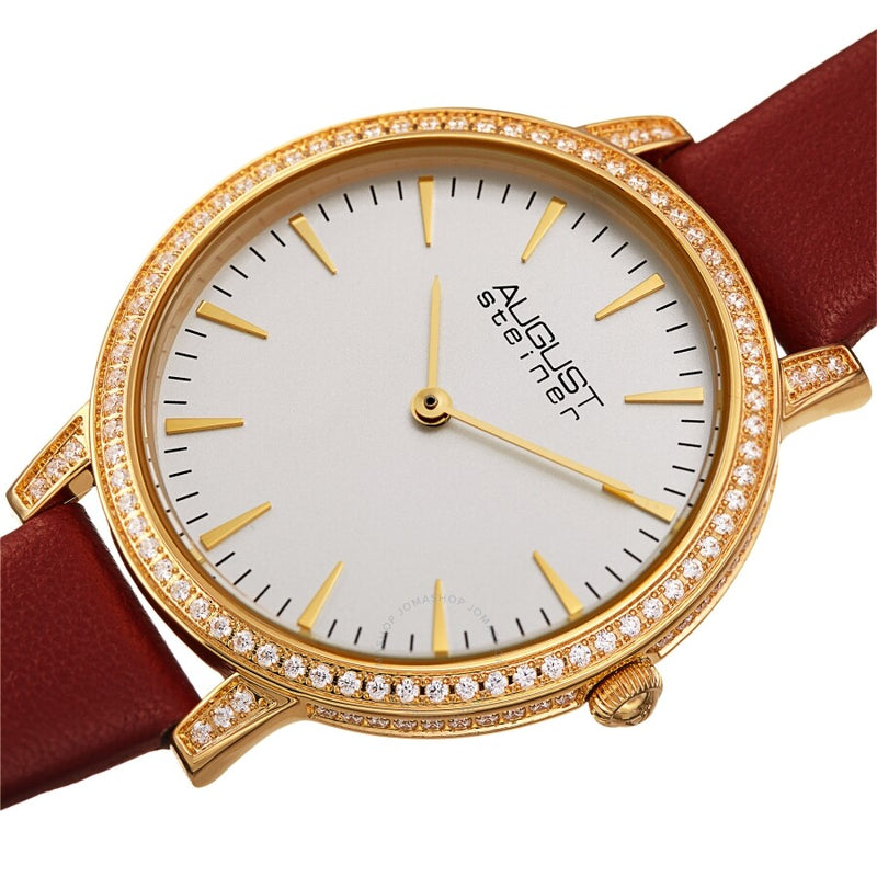 August Steiner Quartz Crystal White Dial Ladies Watch AS8274RD - The Watches Men & Co #2