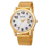 August Steiner White Dial Yellow Gold-tone Mesh Men's Watch AS8195YG - The Watches Men & Co