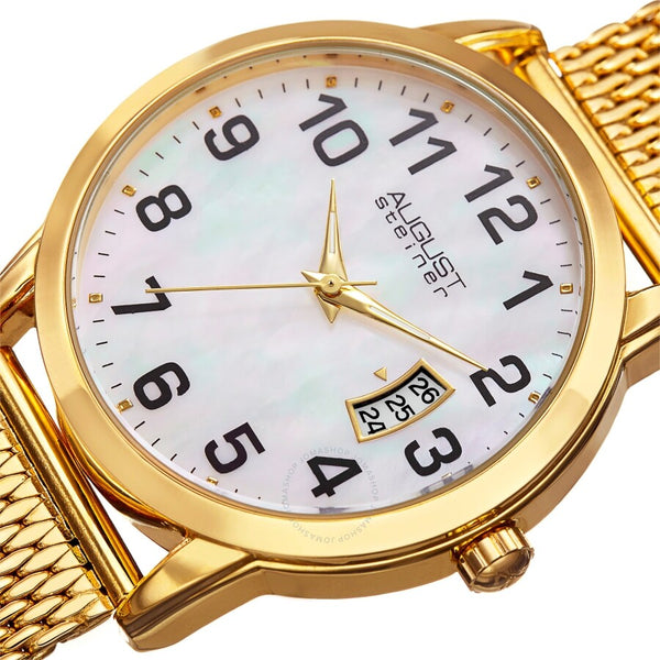 August Steiner White Dial Yellow Gold-tone Mesh Men's Watch AS8195YG - The Watches Men & Co #2