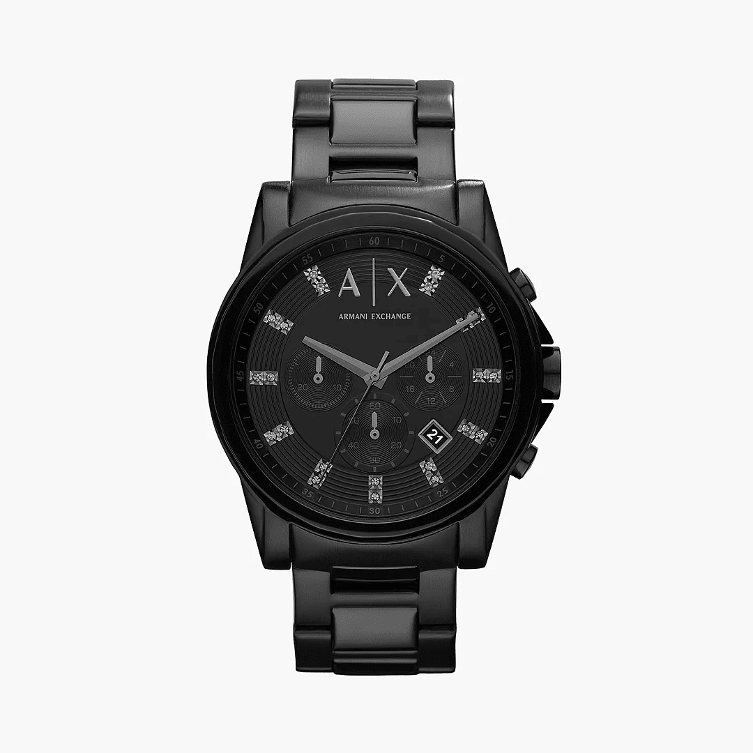 AX2093 chronograph watch front view with Arabic numerals and chronograph subdials