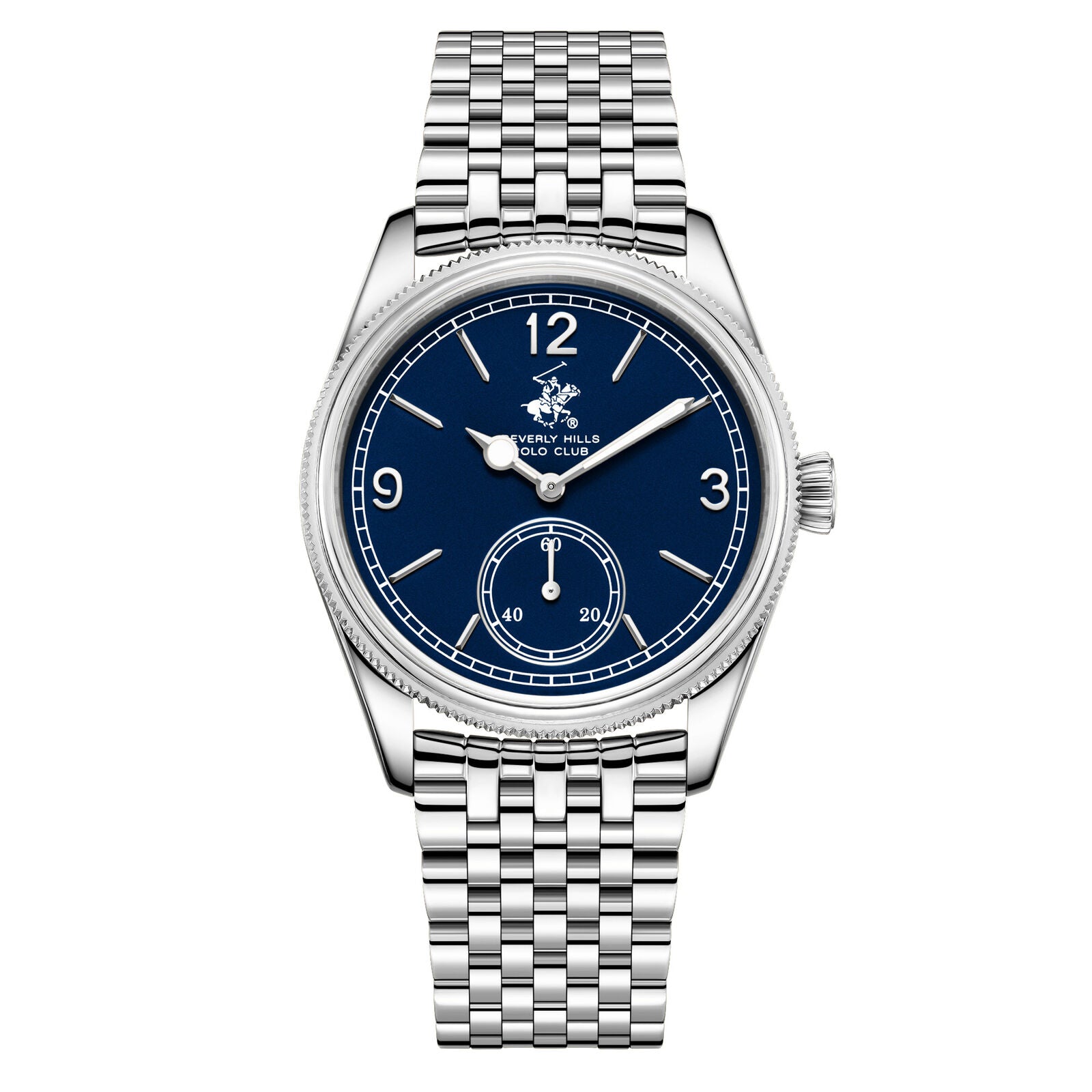 Beverly Hills Polo Club BP3890X.390 blue dial silver watch with silver bracelet