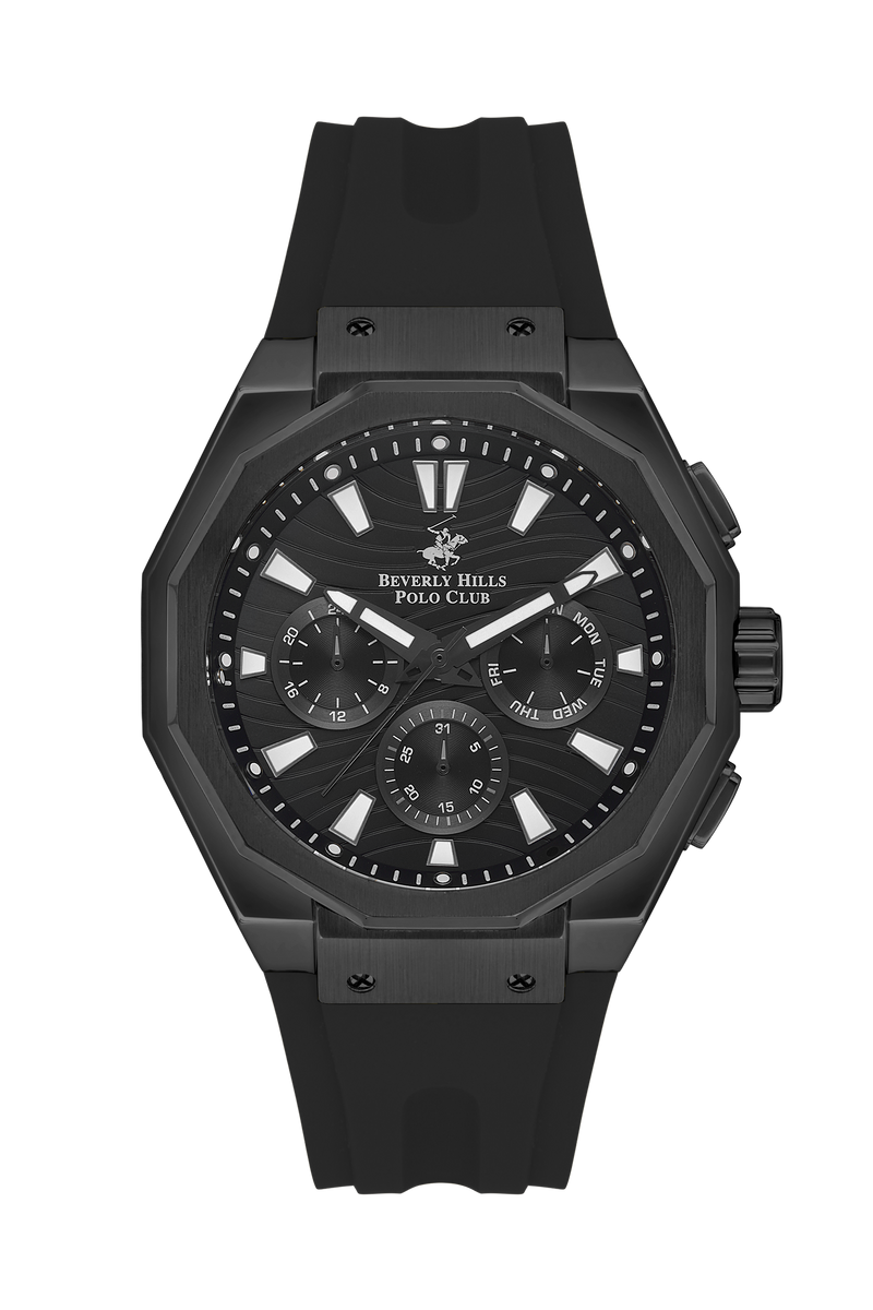 BEVERLY HILLS POLO CLUB Men’s Black Chronograph Silicone Watch – BP3557X.651 - Watch