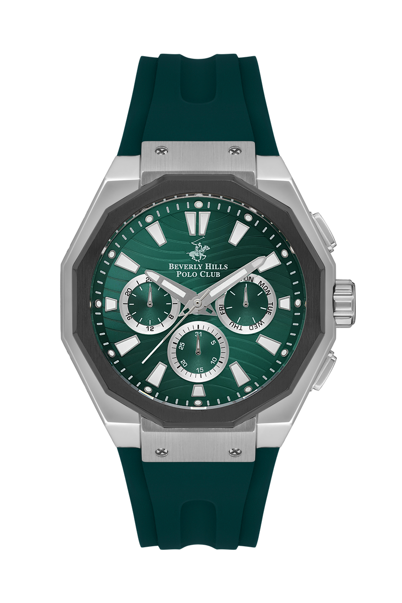 BEVERLY HILLS POLO CLUB Men’s Green Chronograph Silicone Watch – BP3557X.375 - Watch