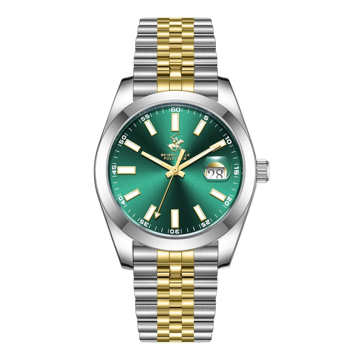 Beverly Hills Polo Club Classy Green Dial Two-Tone Date Watch - BP3810X.570