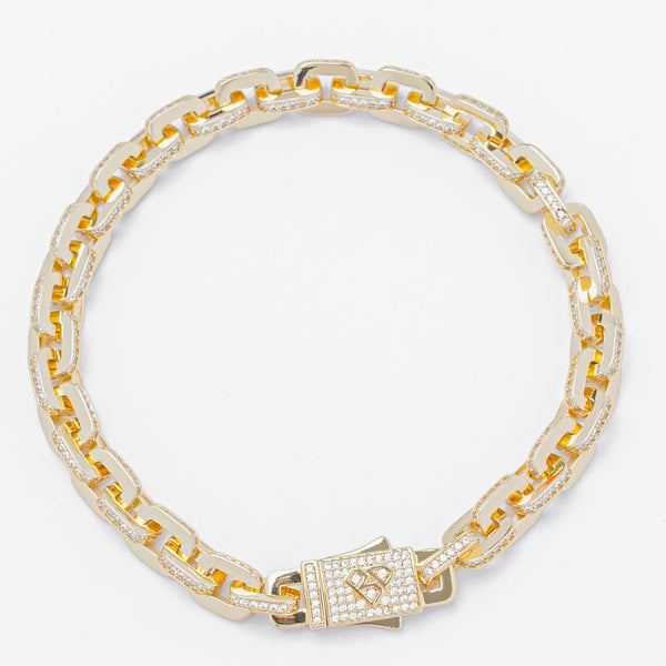 Big Daddy 10MM Anchor Mariner Bullet Diamond & Gold Link Bracelet - Bracelet