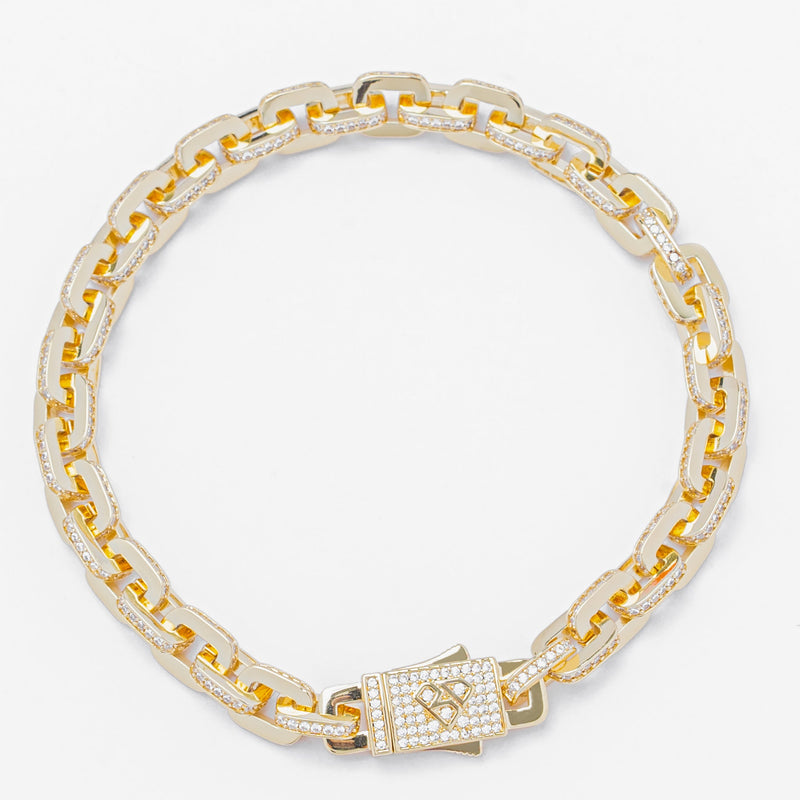 Big Daddy 10MM Anchor Mariner Bullet Diamond & Gold Link Bracelet - Bracelet