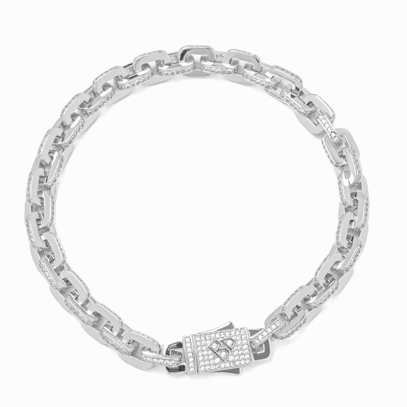 Big Daddy 10MM Anchor Mariner Bullet Diamond & Silver Link Bracelet - Bracelet