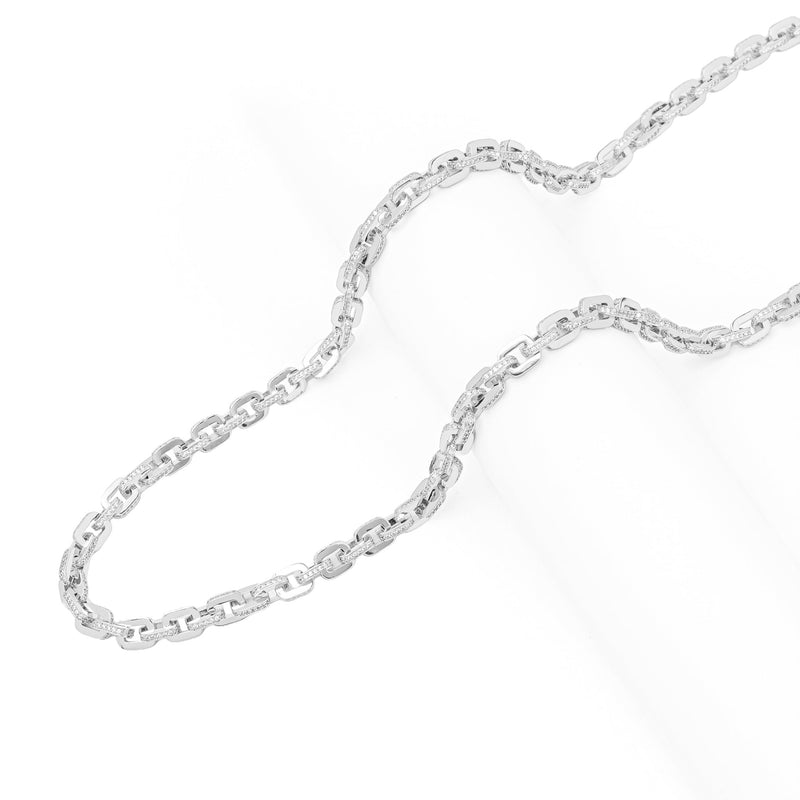 Big Daddy 10MM Anchor Mariner Bullet Diamond & Silver Link Chain - Chain