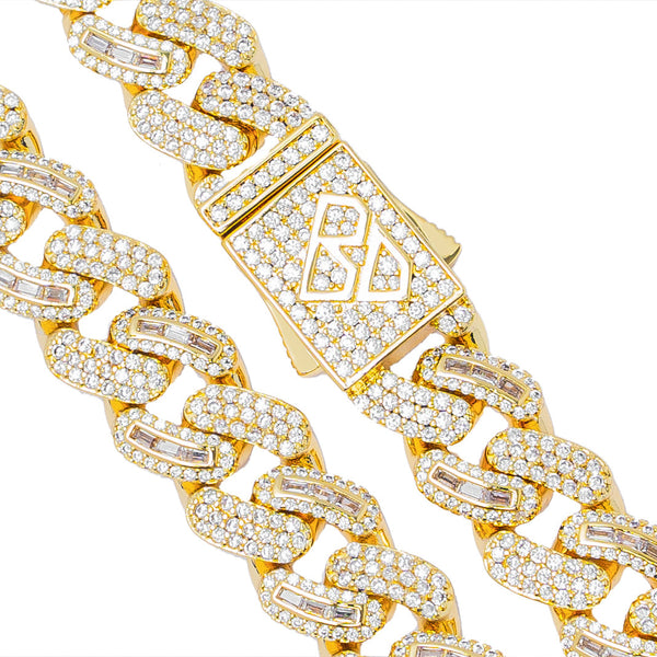 Big Daddy 10MM Baguette Iced Out Gold Cuban Chain - Chain