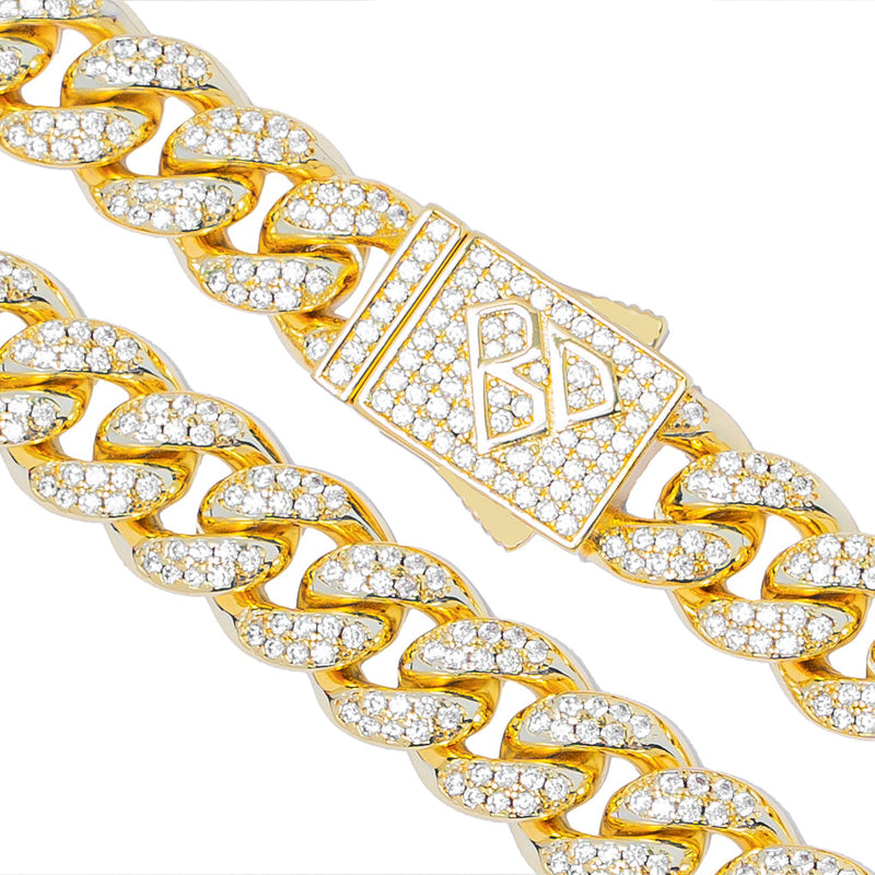 Big Daddy 10MM Iced Out Miami Cuban Link Gold Chain - Chain