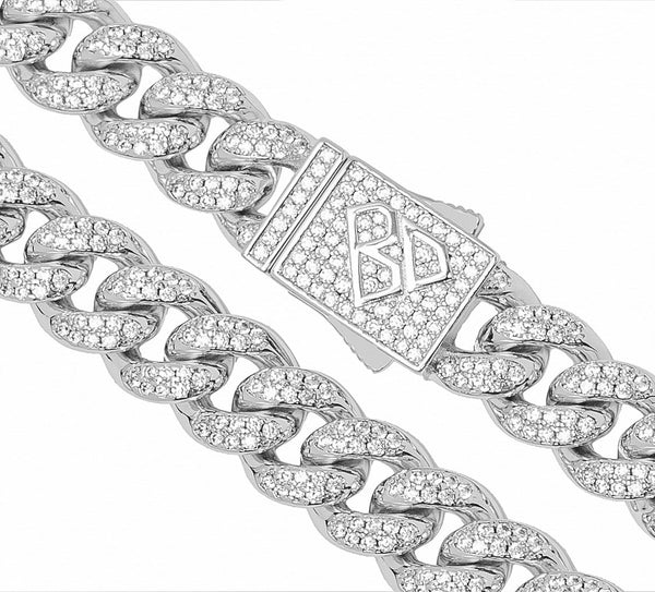 Big Daddy 10MM Iced Out Miami Cuban Link Silver Chain - Chain