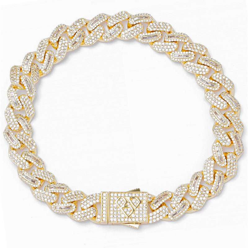 Big Daddy 10MM Mix Baguette & Diamond Gold Bracelet - Bracelet