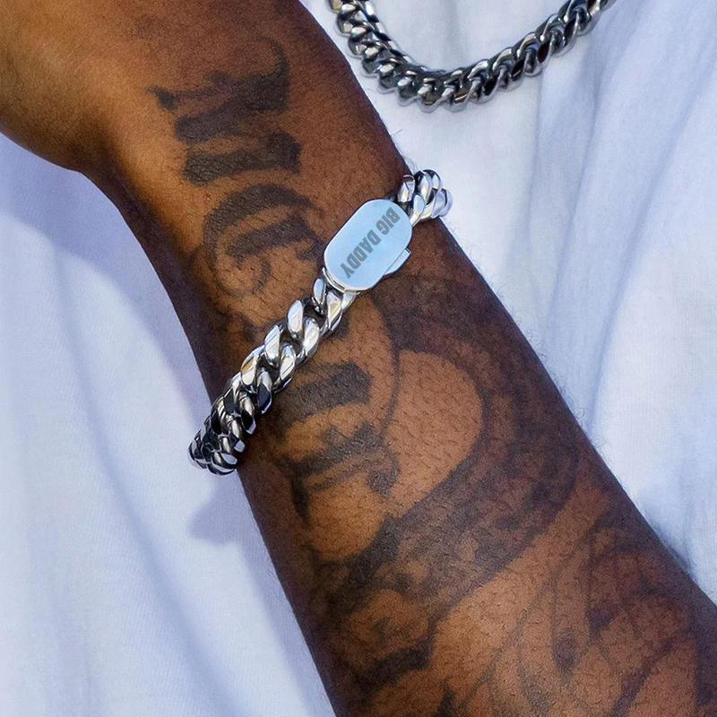 Big Daddy 10mm Silver Miami Cuban Link Bracelet - Bracelet