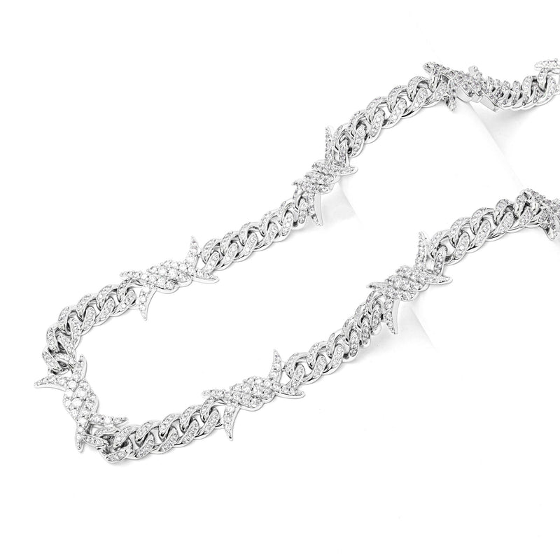 Big Daddy 10MM Spiked Horns Iced Out Silver Chain - Chain