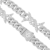 Big Daddy 10MM Spiked Horns Iced Out Silver Chain - Chain