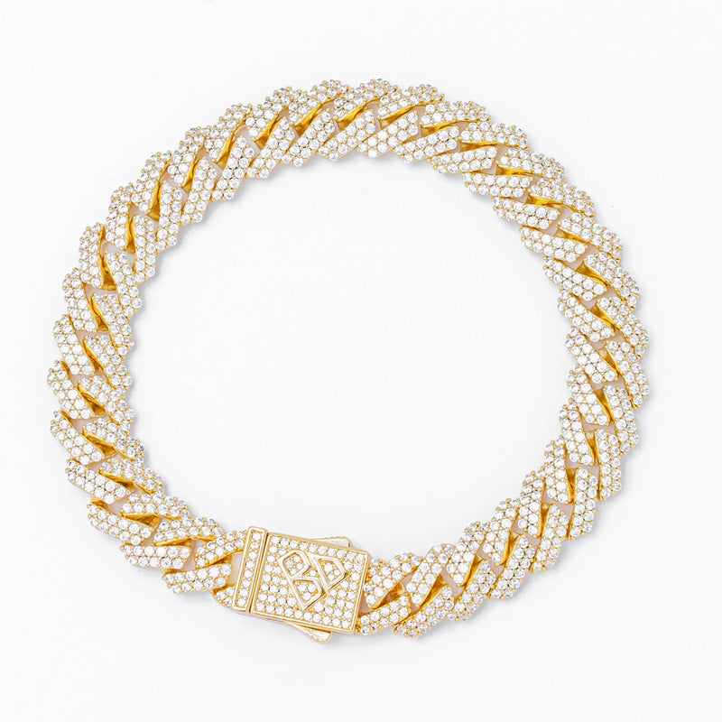 Big Daddy 10MM Straight Edge Cuban Diamond Gold Bracelet - Bracelet