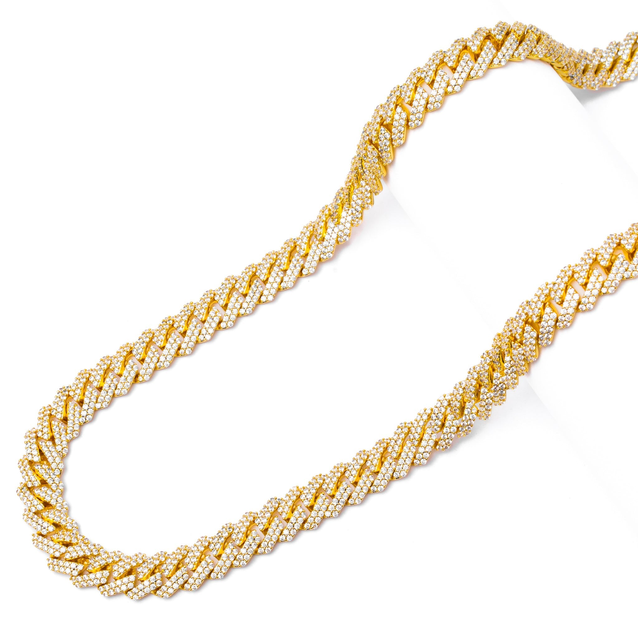 Big Daddy 10MM Straight Edge Cuban Diamond Gold Chain - Chain