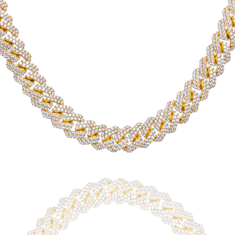 Big Daddy 10MM Straight Edge Cuban Diamond Gold Chain - Chain