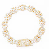 Big Daddy 12MM Baguette Byzantine Iced Out Gold Bracelet - Bracelet