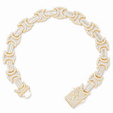 Big Daddy 12MM Baguette Byzantine Iced Out Gold Bracelet - Bracelet