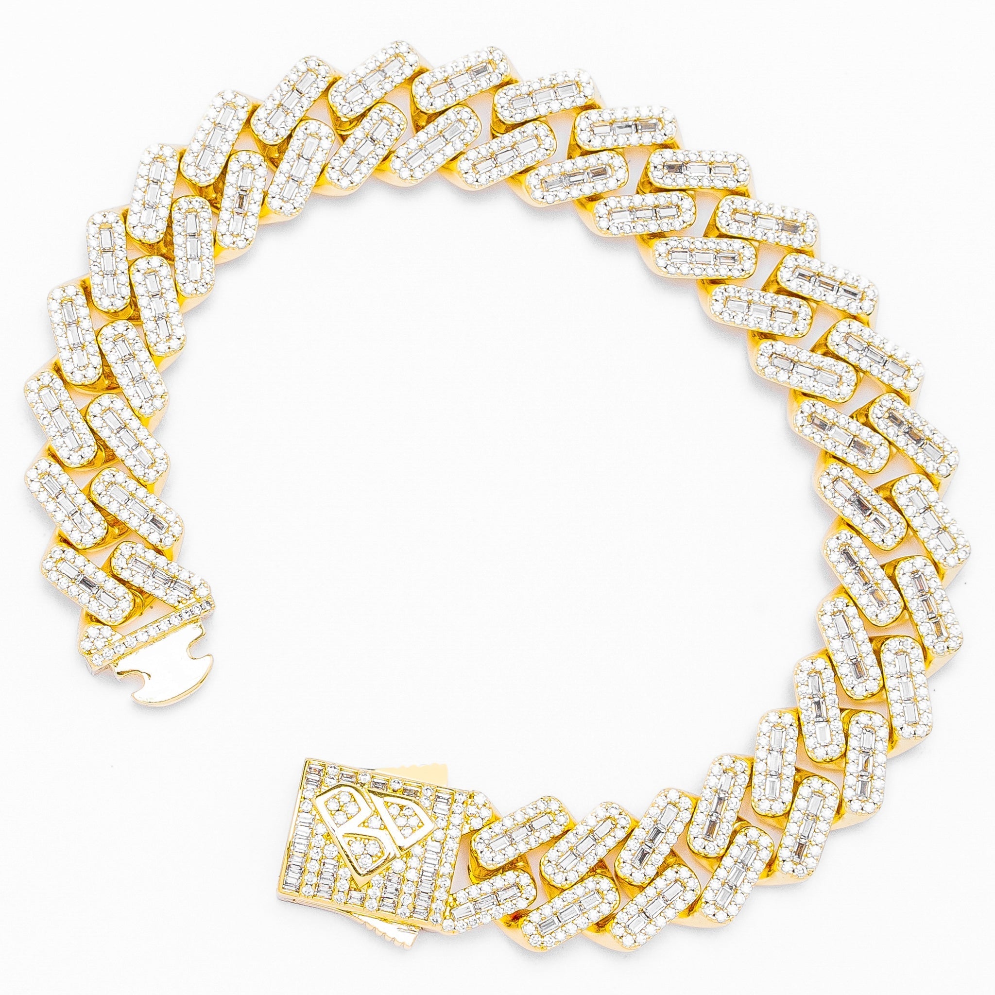 Big Daddy 12MM Baguette Iced Out Rhombus Cuban Gold Bracelet - Bracelet