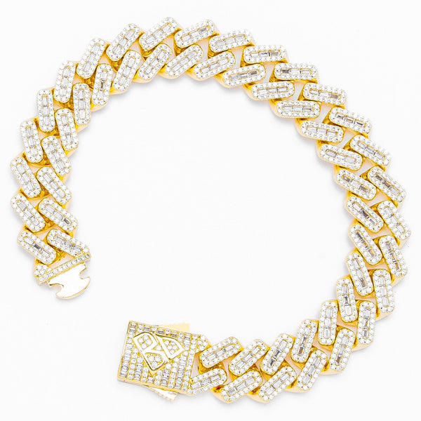 Big Daddy 12MM Baguette Iced Out Rhombus Cuban Gold Bracelet - Bracelet
