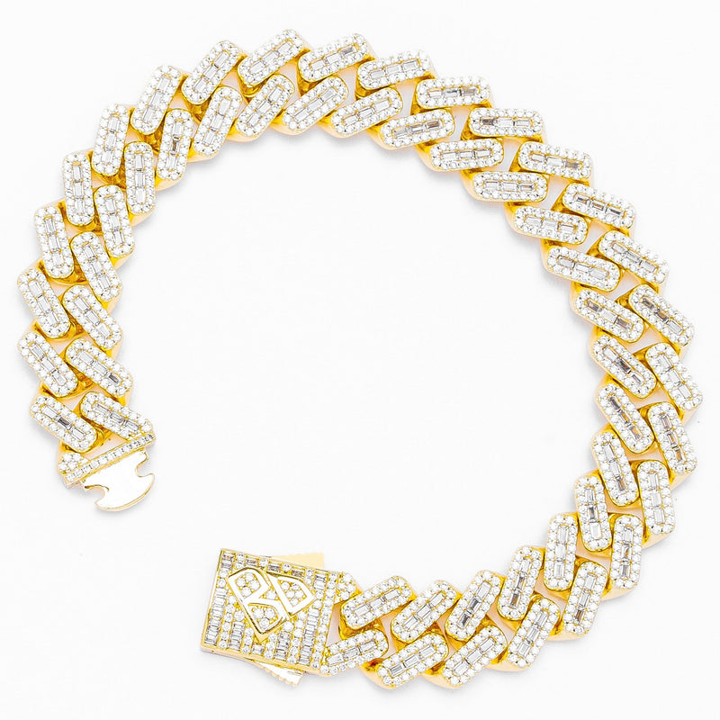 Big Daddy 12MM Baguette Iced Out Rhombus Cuban Gold Bracelet - Bracelet