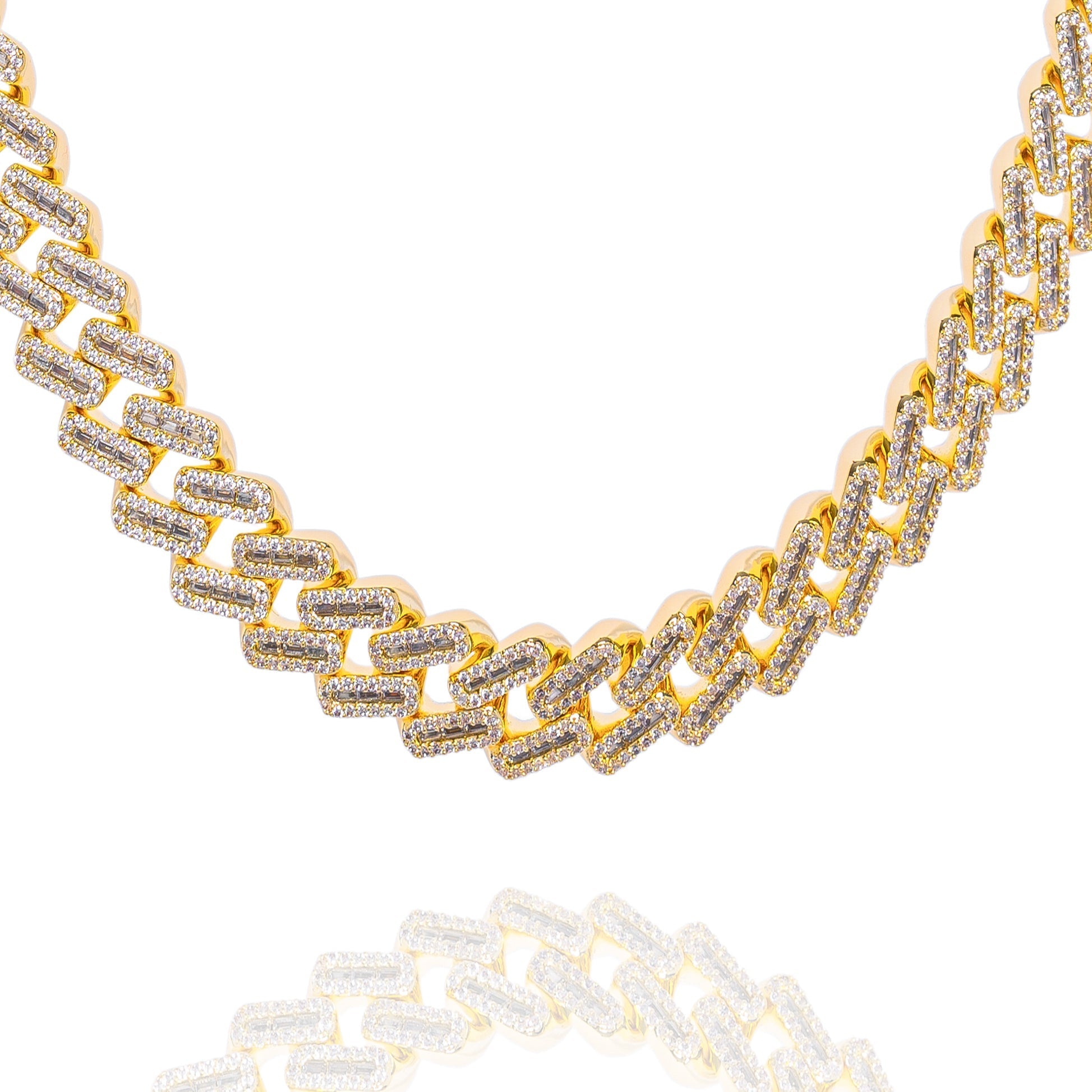 Big Daddy 12MM Baguette Iced Out Rhombus Cuban Gold Chain - Chain