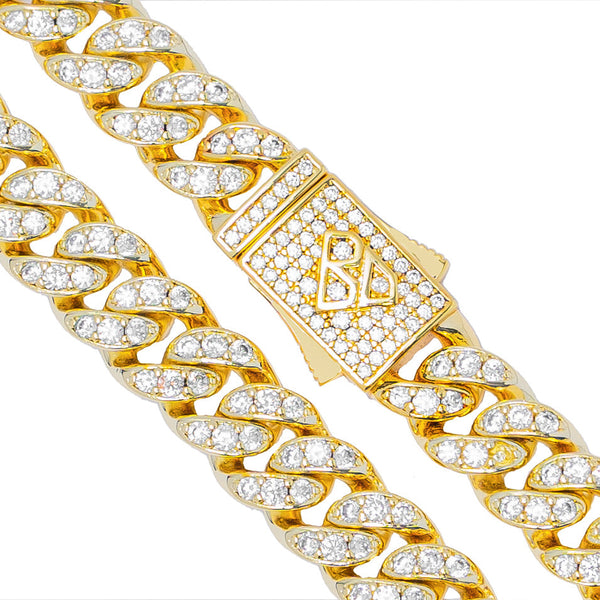 Big Daddy 12MM Bling Cuban Link Gold Chain - Chain