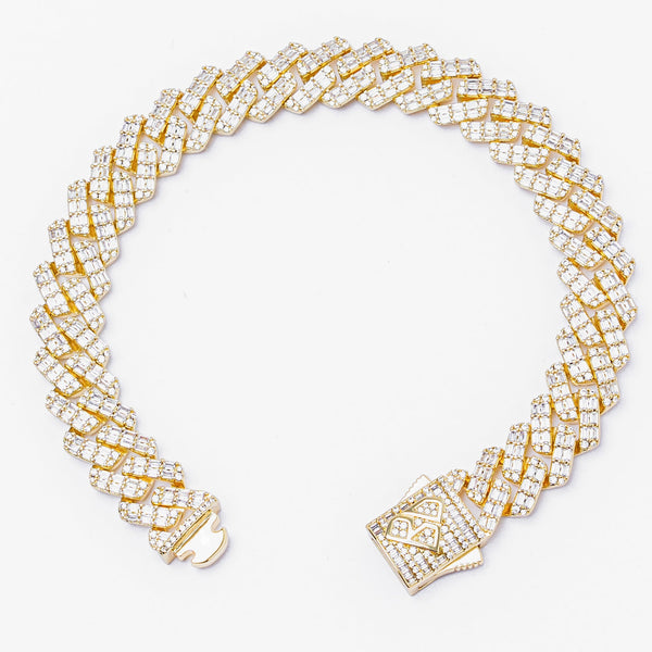Big Daddy 12MM Gold Baguette Diamond Cuban Bracelet - Bracelet