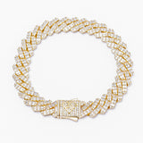 Big Daddy 12MM Gold Baguette Diamond Cuban Bracelet - Bracelet