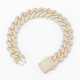 Big Daddy 12MM Gold Diamond Figaro Bracelet - Bracelet
