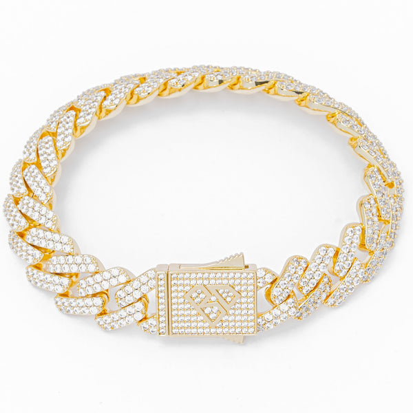 Big Daddy 12MM Gold Diamond Figaro Bracelet - Bracelet