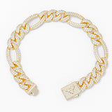 Big Daddy 12MM Hip Hop Iced Figaro Gold Bracelet - Bracelet