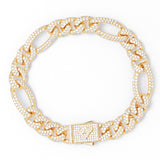 Big Daddy 12MM Hip Hop Iced Figaro Gold Bracelet - Bracelet