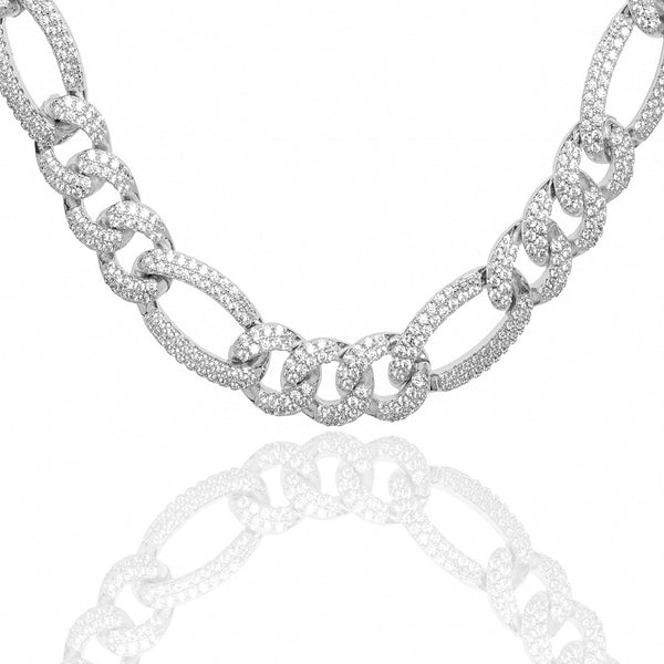 Big Daddy 12MM Hip Hop Iced Figaro Silver Chain - Chain