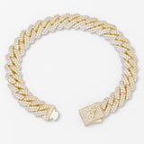 Big Daddy 12MM Straight Edge Cuban Diamond Gold Bracelet - Bracelet