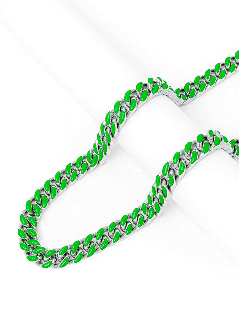 Big Daddy 13MM Enamel Green Steel Cuban Chain - Chain