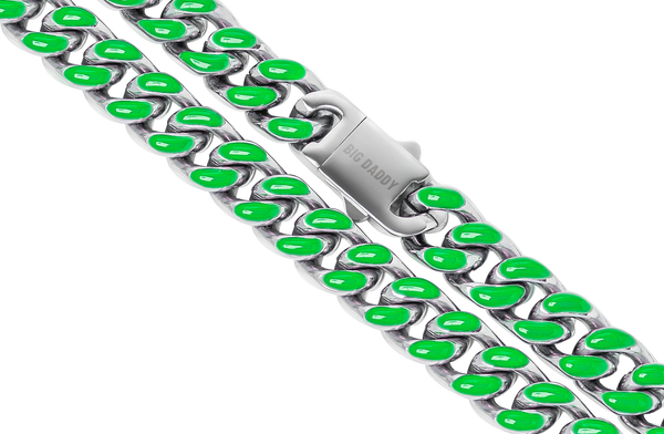 Big Daddy 13MM Enamel Green Steel Cuban Chain - Chain