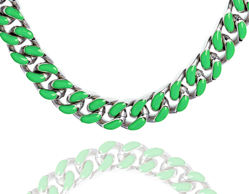 Big Daddy 13MM Enamel Green Steel Cuban Chain - Chain