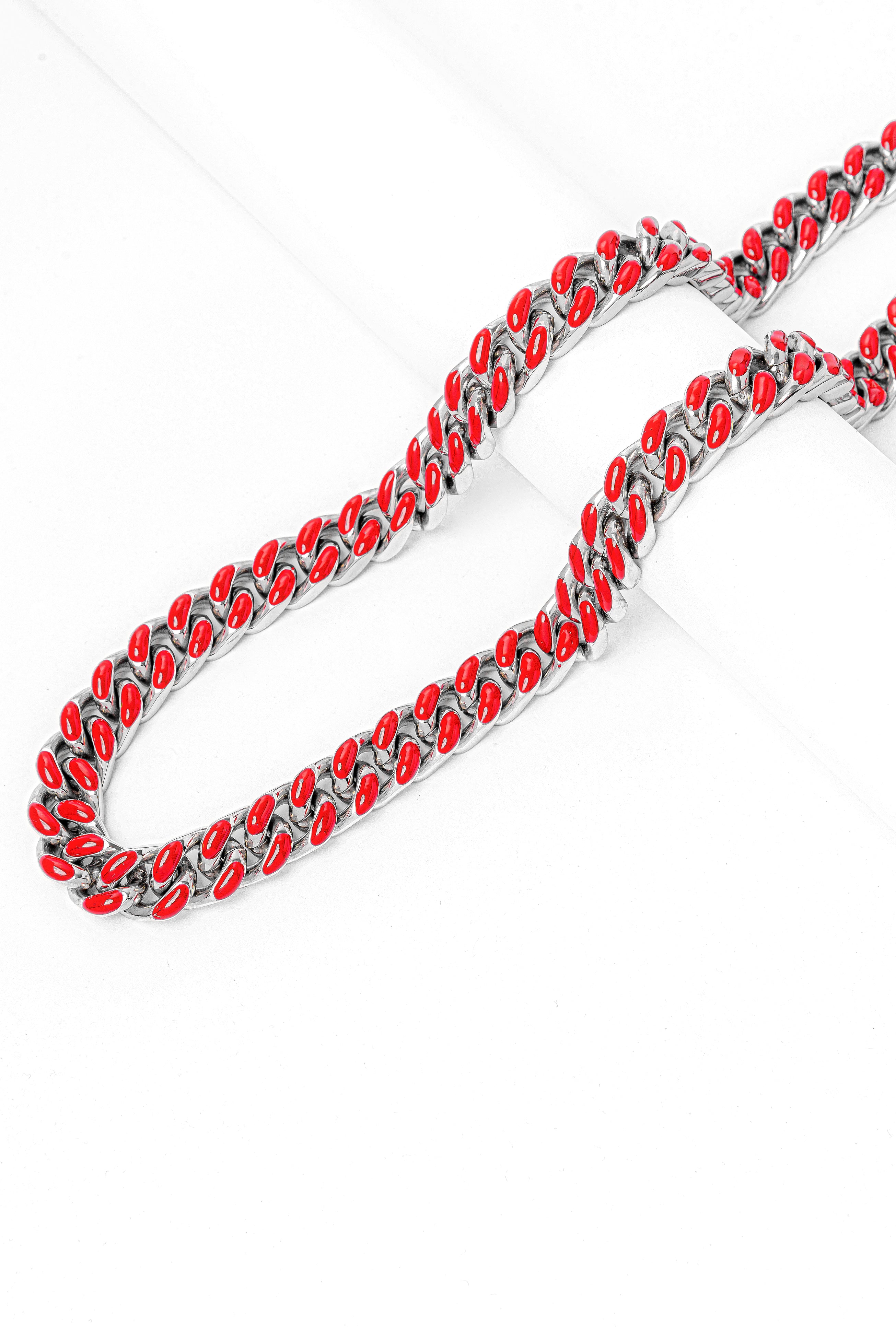 Big Daddy 13MM Enamel Red Steel Cuban Chain