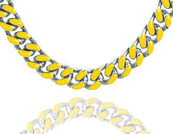 Big Daddy 13MM Enamel Yellow Steel Cuban Chain - Chain