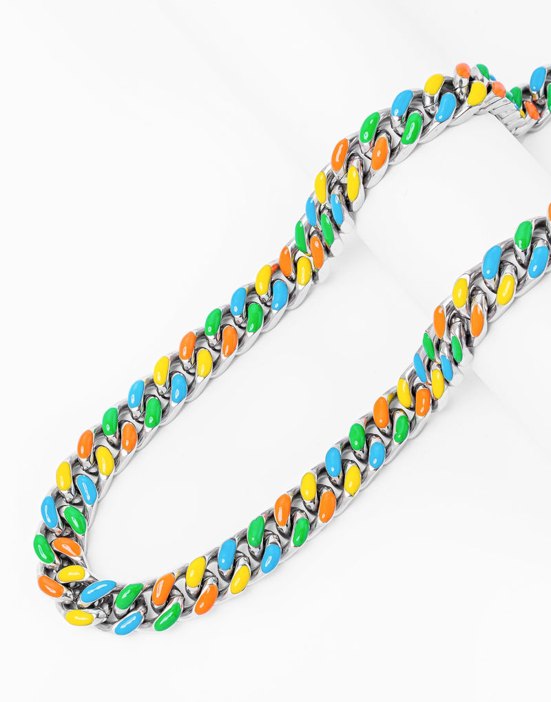 Big Daddy 13MM Mutli-colour Enamel Steel Cuban Chain - Chain