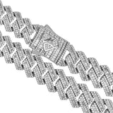 Big Daddy 16MM Baguette Iced Out Cuban Link Silver Chain - Chain