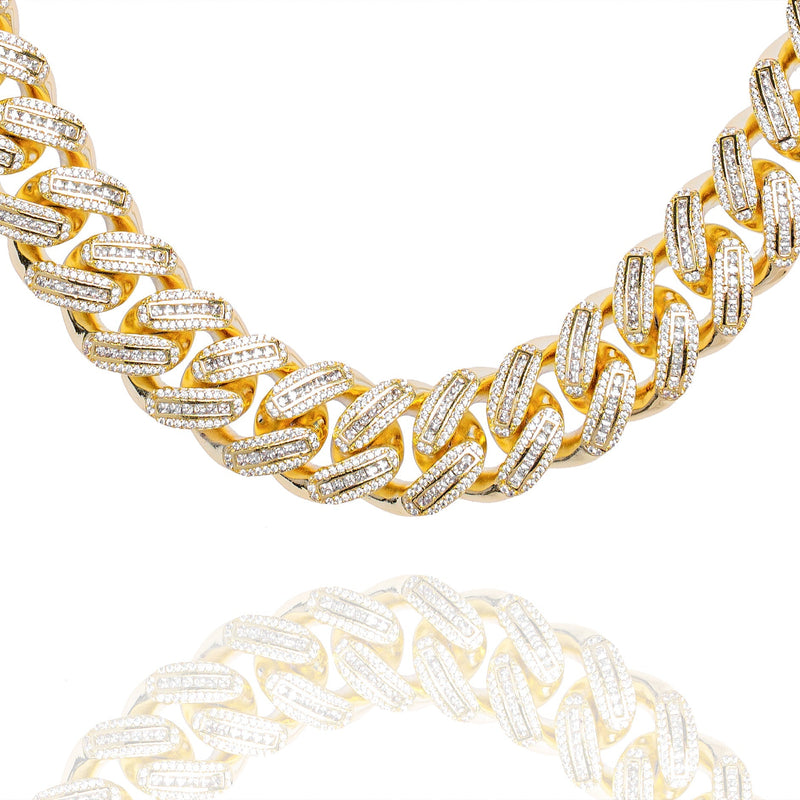 Big Daddy 18MM Baguette Gold Iced Out Cuban Link Chain - Chain