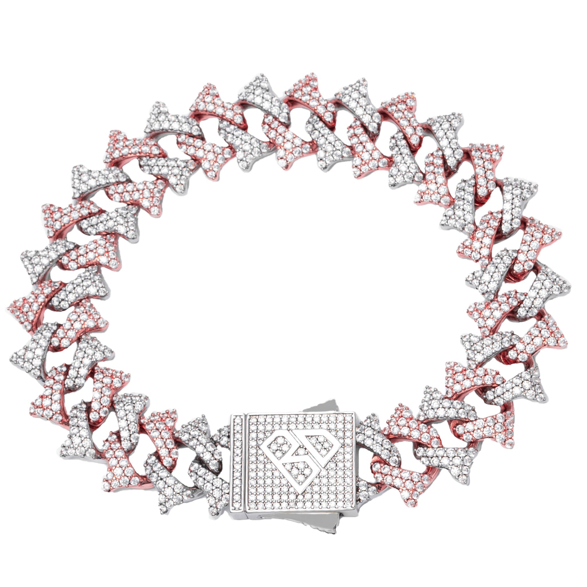Big Daddy 18MM Solid Two-Tone Spiked Diamond Bracelet - Bracelet