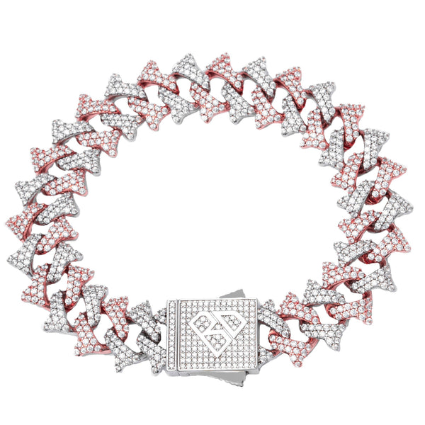 Big Daddy 18MM Solid Two-Tone Spiked Diamond Bracelet - Bracelet