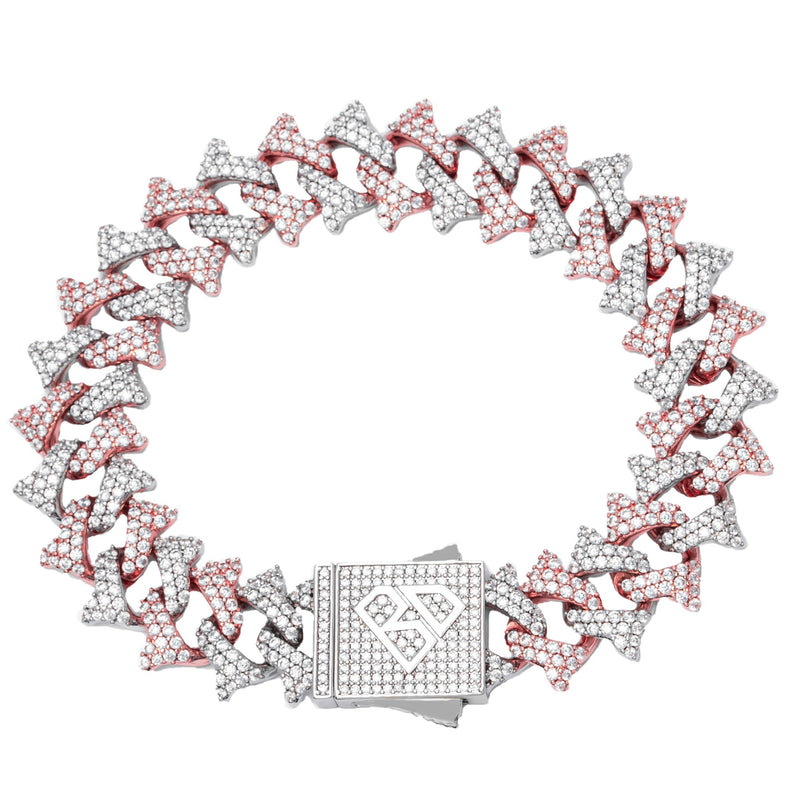 Big Daddy 18MM Solid Two-Tone Spiked Diamond Bracelet - Bracelet