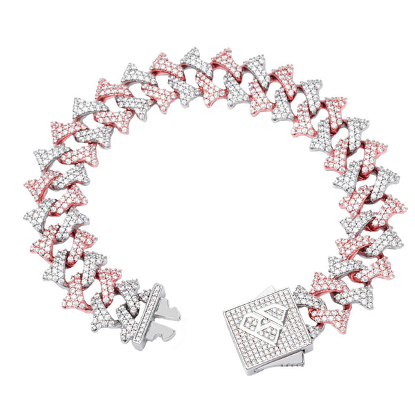 Big Daddy 18MM Solid Two-Tone Spiked Diamond Bracelet - Bracelet