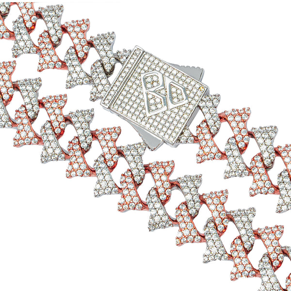 Big Daddy 18MM Solid Two-Tone Spiked Diamond Chain - Chain